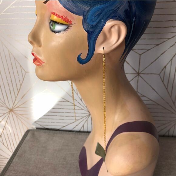 Artisan Handmade Extra long chain layered shoulder duster earrings - 7 inch - Picture 7 of 9